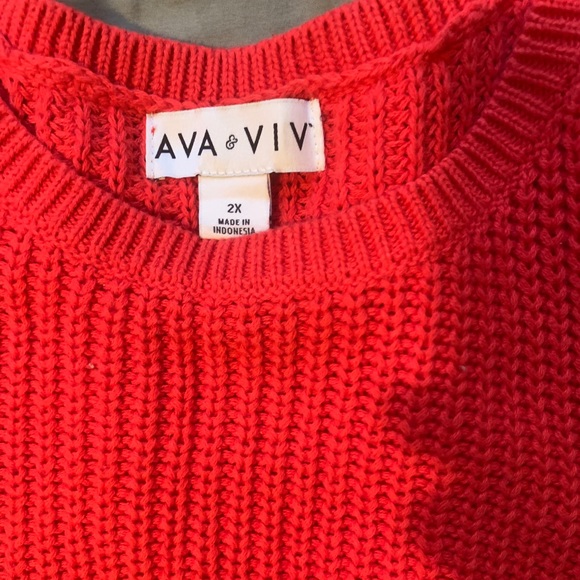 AVA & VIV Red Knit Top (2X) - Picture 4 of 5